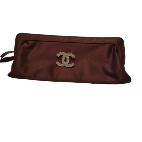 Vintage Brown Satin Clutch Bag - Picture 6 of 9